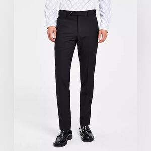 Bar III Men's Black Slim Fit Pleated Wool Dress Pants Size 34x30 EUC